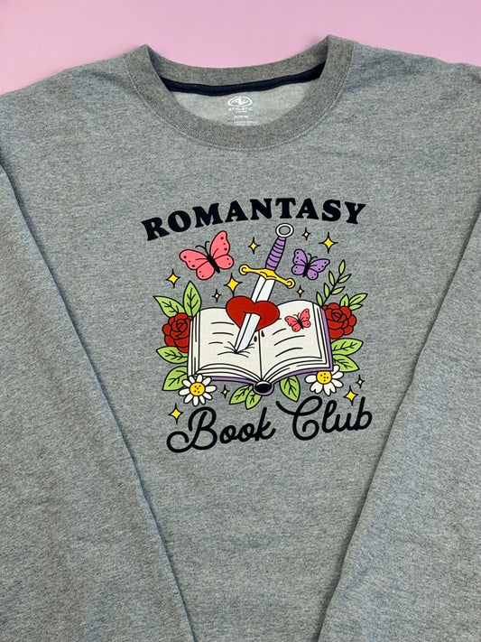 “Romantasy” Size X-Large Heather Gray Crewneck Sweater