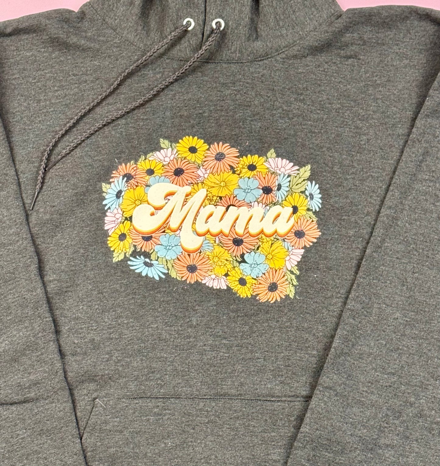 “Mama” Size Medium Heather Charcoal Hoodie