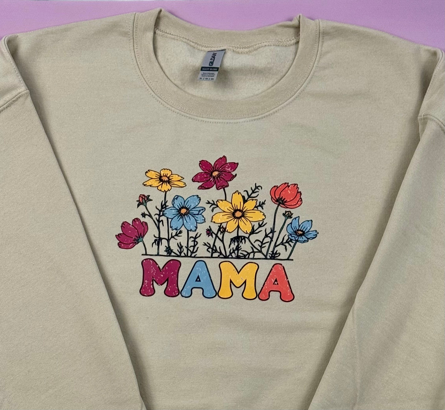 “Mama” Size X-Large Sand Crewneck Sweater