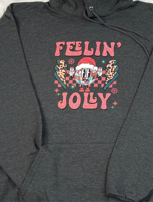 “Feeling Jolly” Size X-Large Heather Charcoal Hoodie