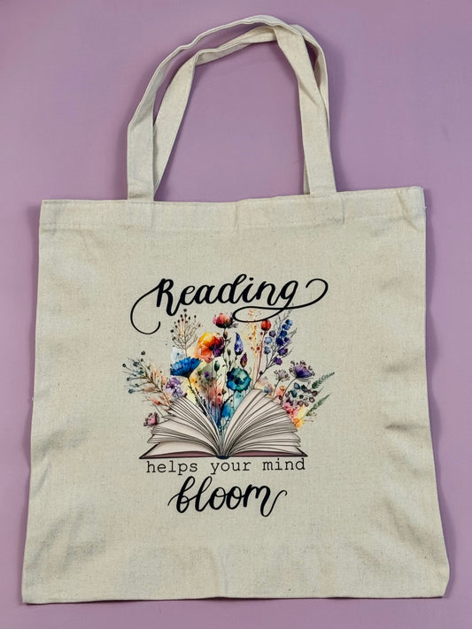 “Reading Helps Your Mind Bloom” Library Book Bag