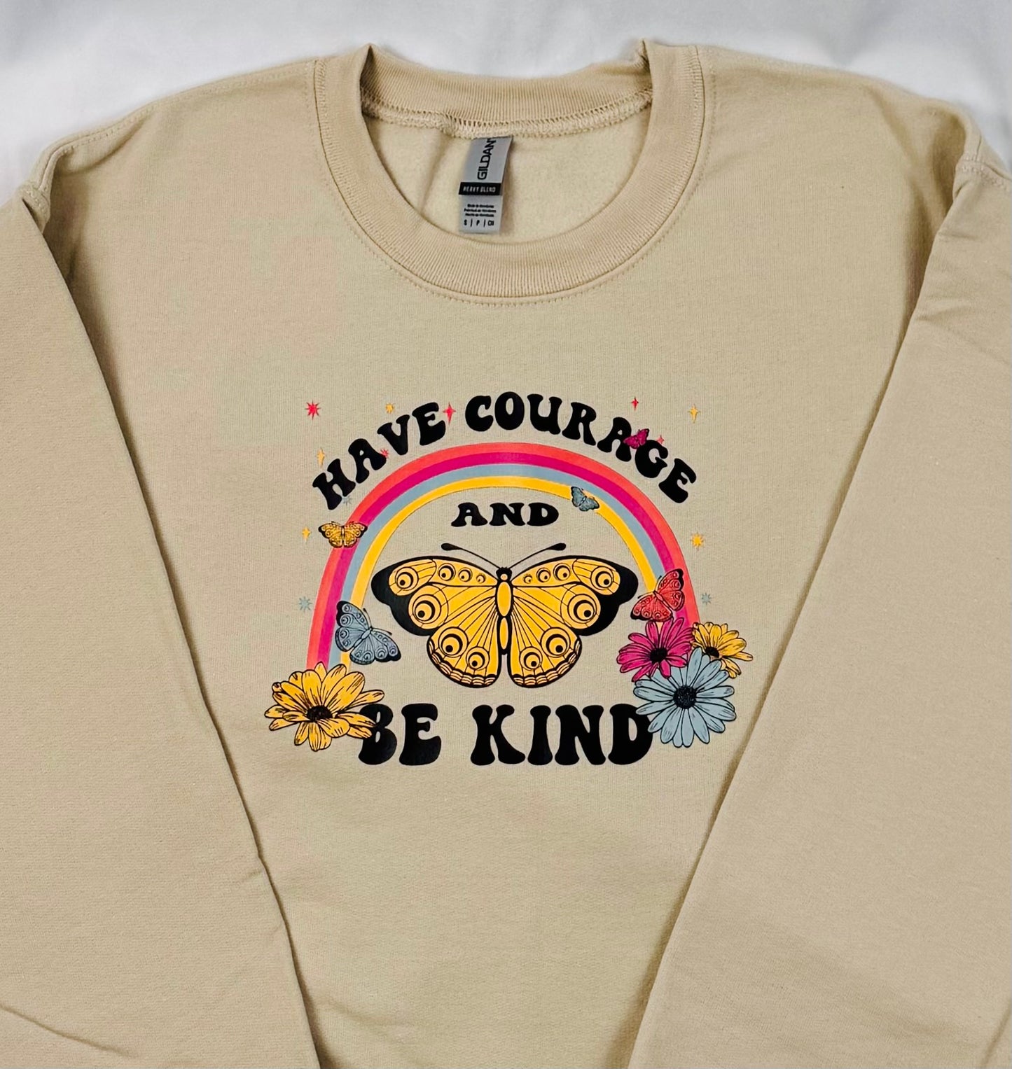 “Have Courage And Be Kind” Size Small Sand Crewneck Sweater